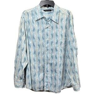 Gear Seven Collection- Blue Paisley Western Button Down Shirt- Sz. L